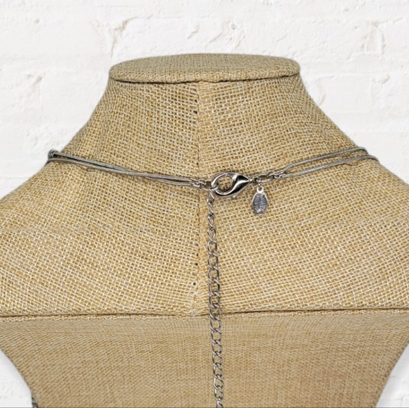 Chico's Double Strand Silver Tone Station Necklace - Picture 2 of 7